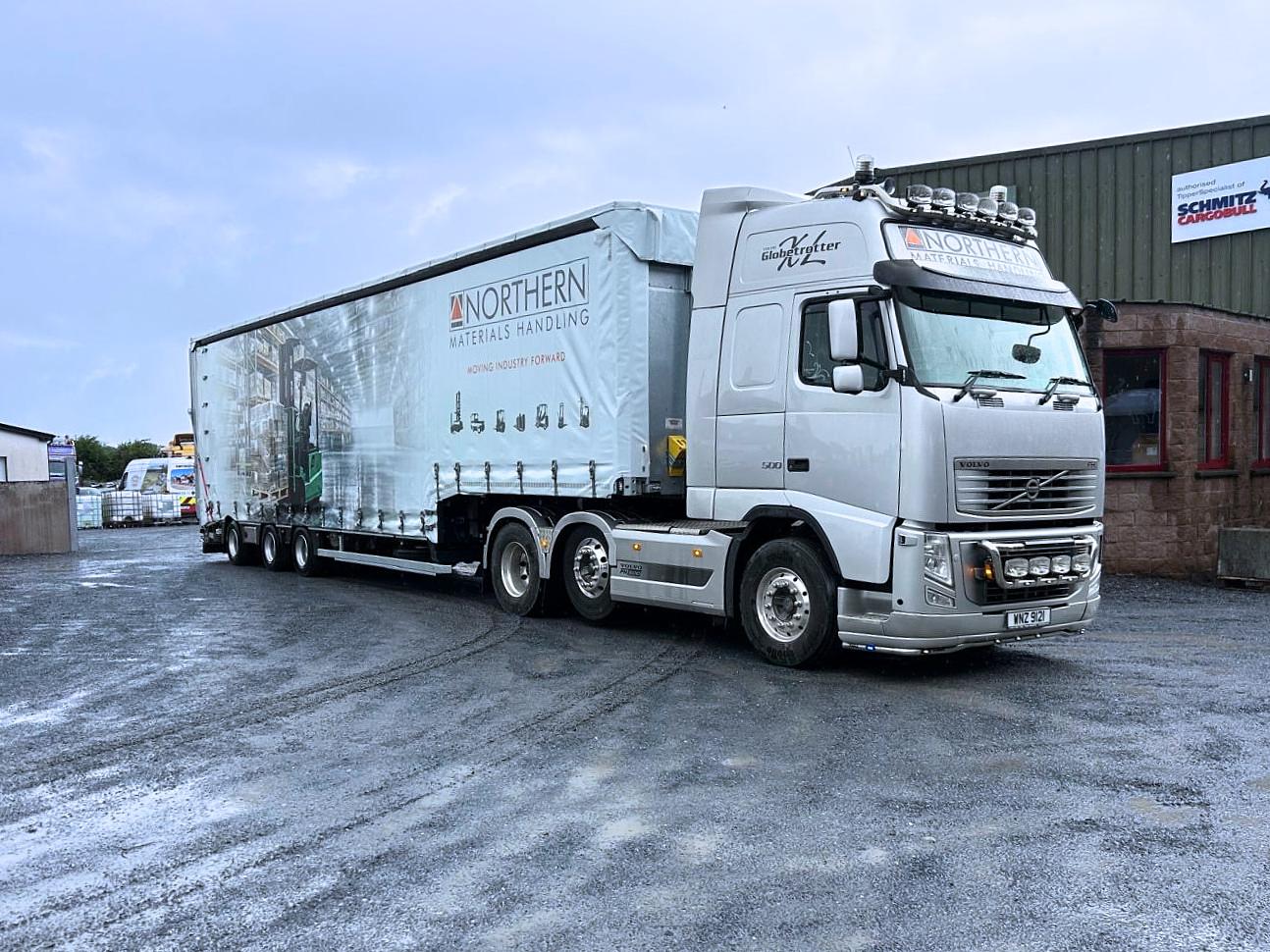 Northern Materials Handling on collection of a custom built forklift trailer 3 axle low loader, MAX Trailer