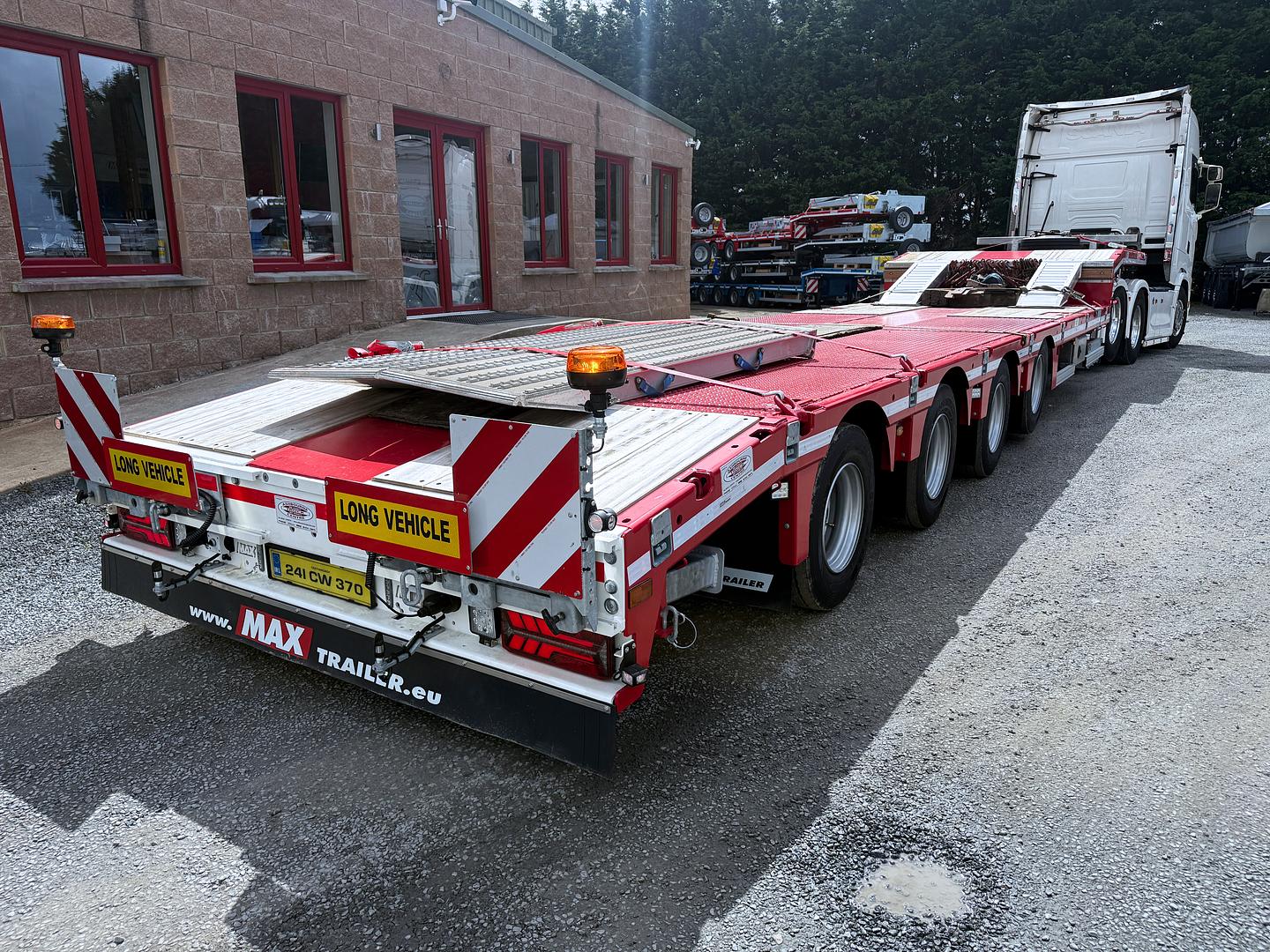 C Nolan Agri & Haulage on collection of new MAX Trailer, 4 axle step frame low loader