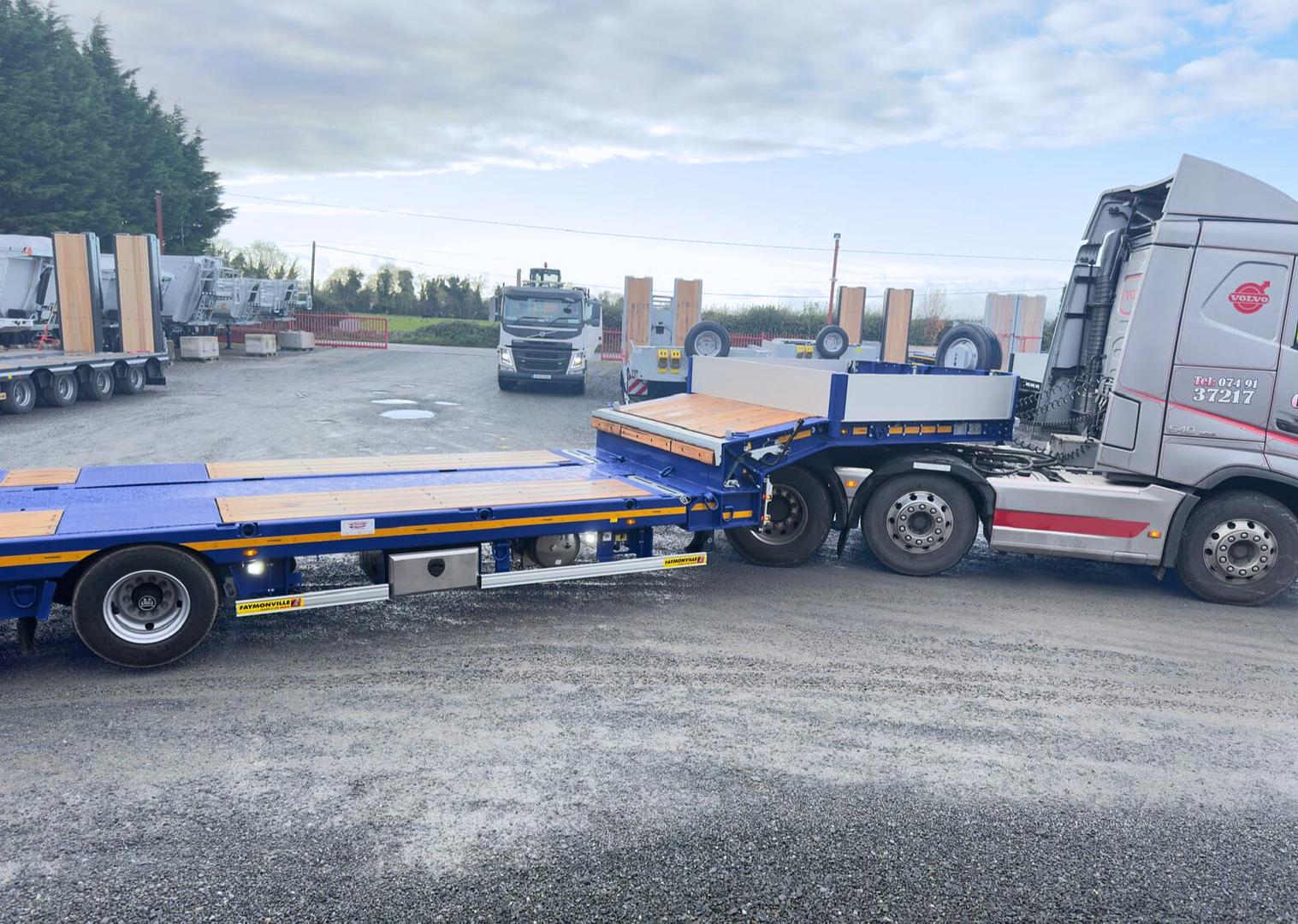 Churchill Stone, Donegal on recent collection of new Faymonville Hydro Shift bed low loader.