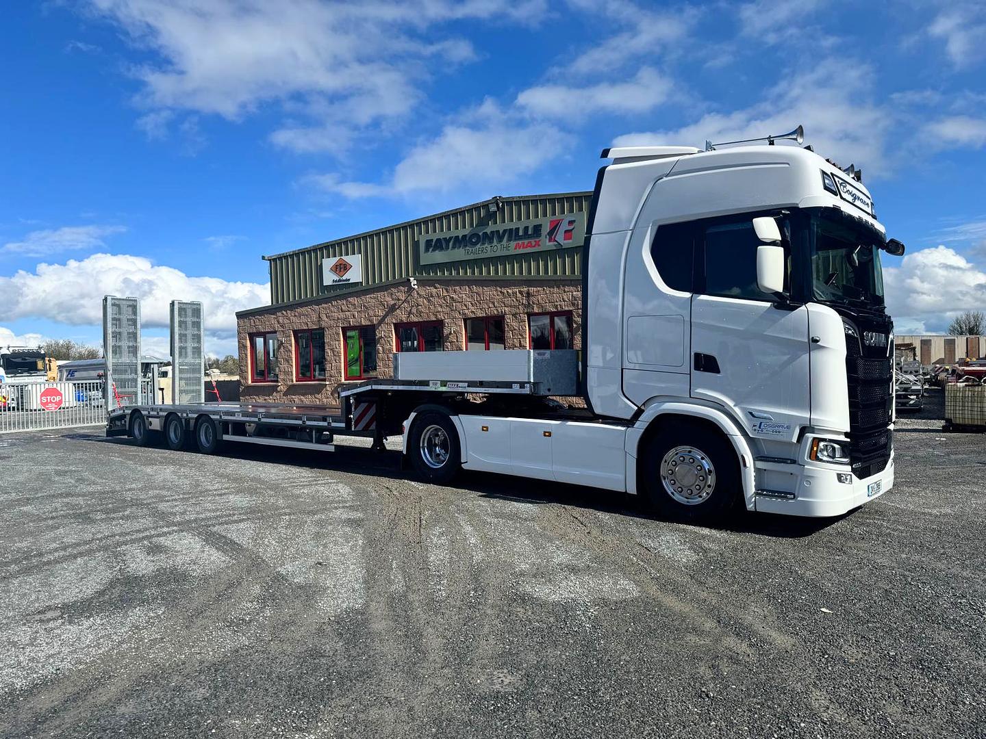 Cosgrave Transport, on collection of new MAX Trailer, 3 axle low loader