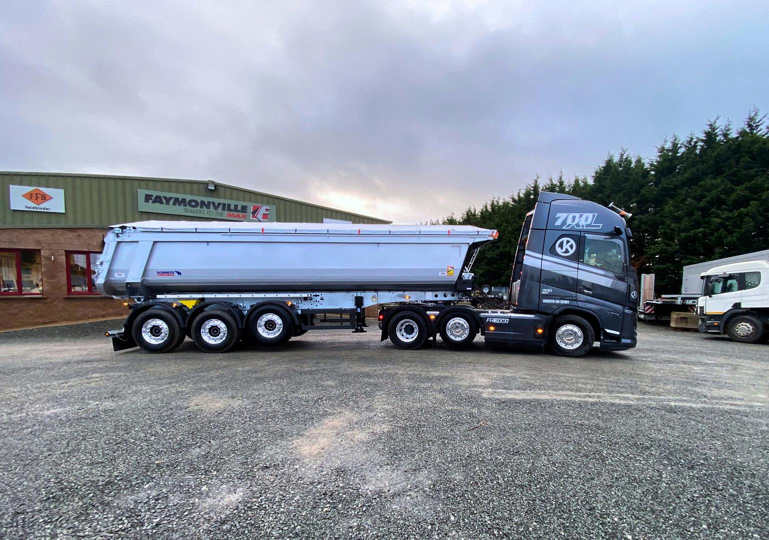 J&K Ormonde Haulage Ltd, on collection of new Schmitz 8.2m tipping trailer