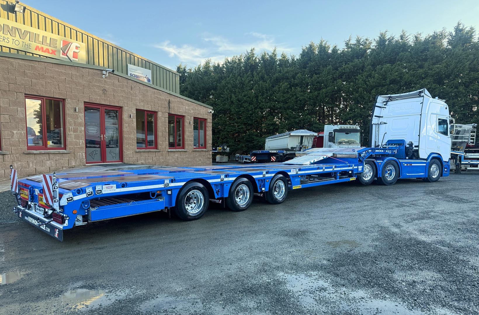 J Shelbourne Haulage Ltd, on collection of new Faymonville MultiMAX trailer