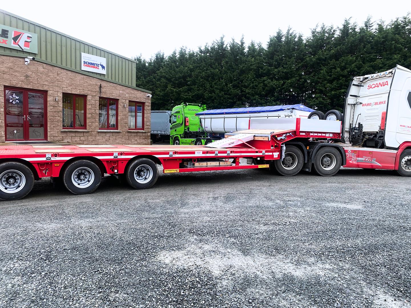 Hynes Plant & Tool Hire, on collection of a new Faymonville 4 axle low loader
