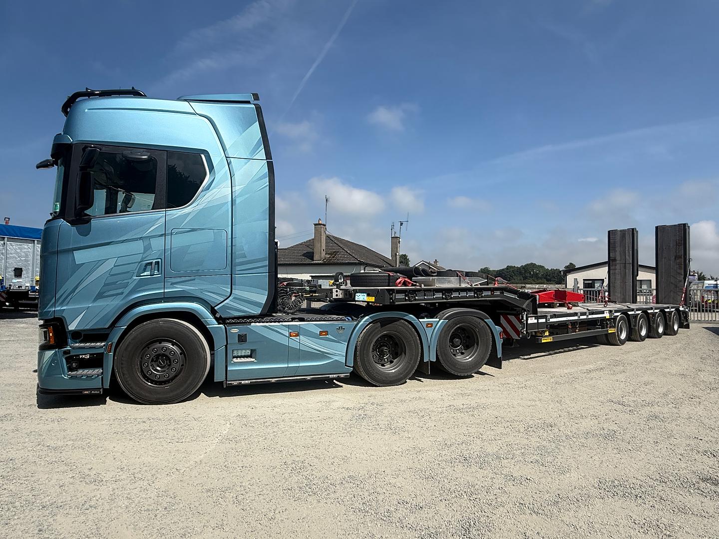 N&S Devlin Haulage on collection of the 1st of 2 new Faymonville low loaders