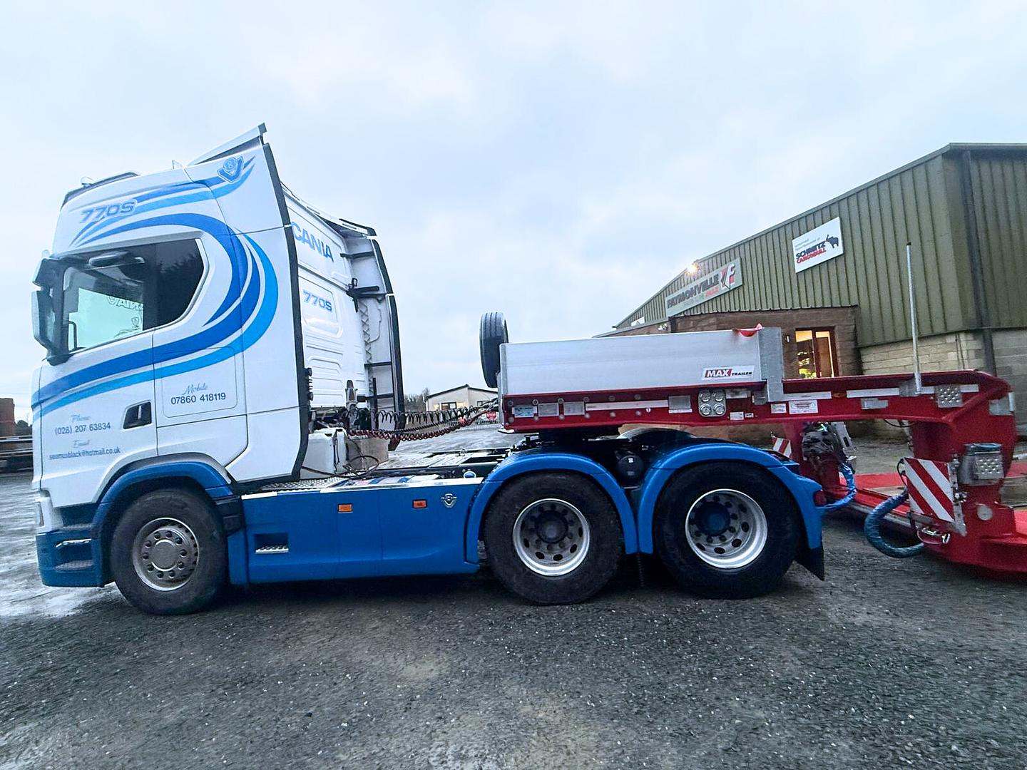 JJ Black Haulage on collection of the new MAX Trailer 3 axle drop neck low loader
