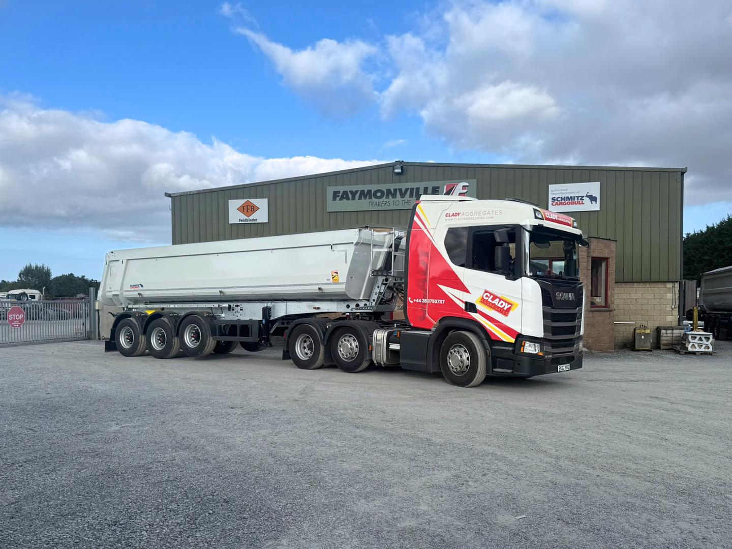 Clady Aggregates on collection of the 1st of Multi trailer deal New Schmitz 8.2m