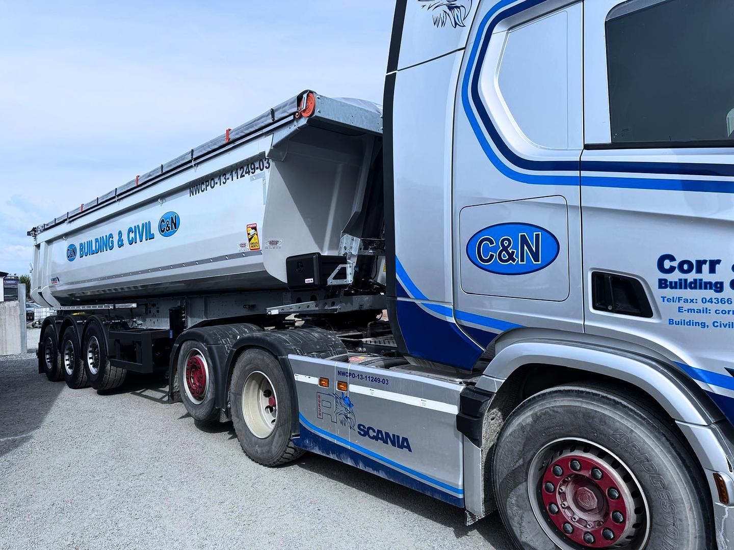 Corr & Nyland Building & Civil on collection of not 1 but 2 new Schmitz tipping trailers