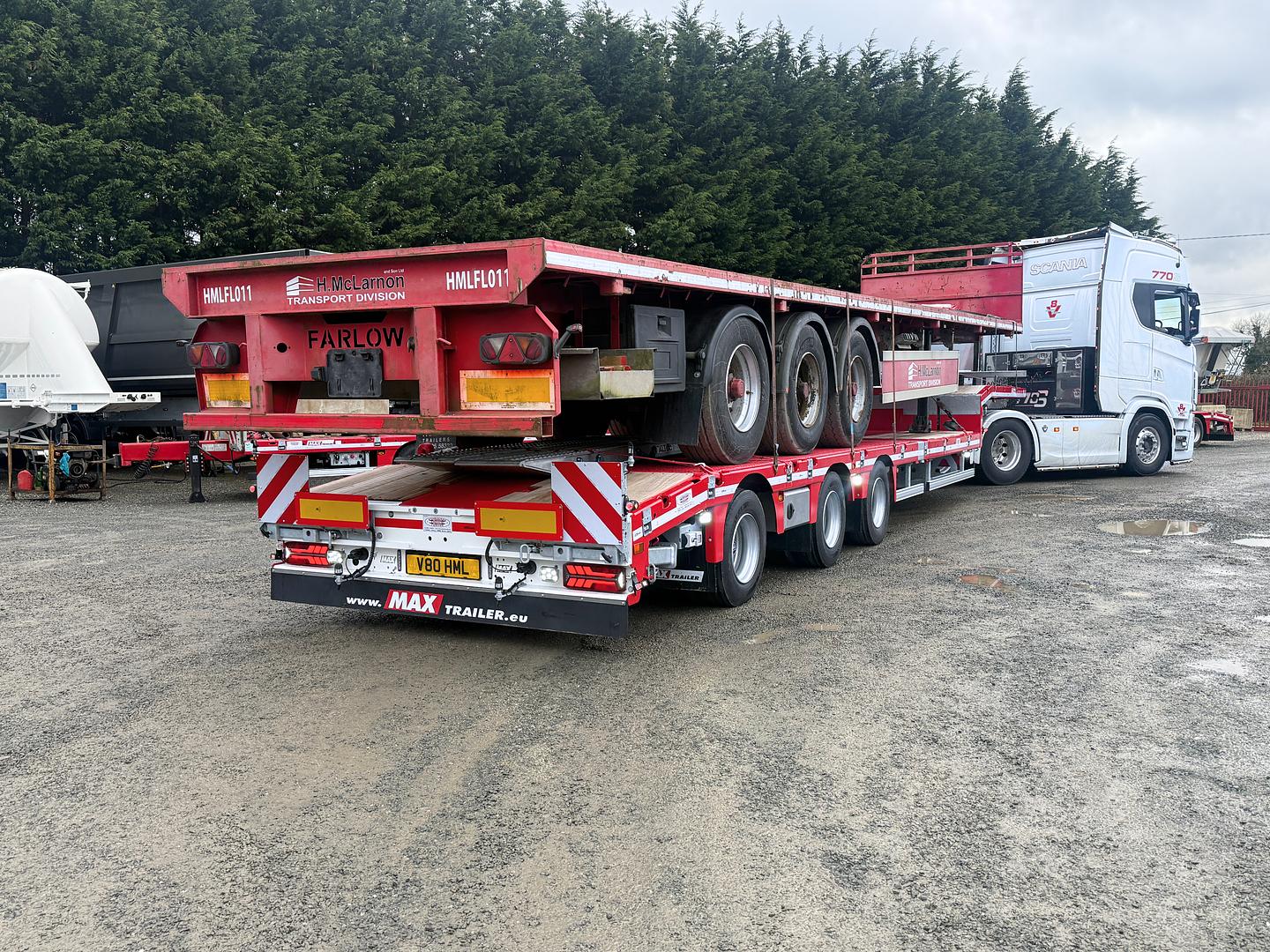 H. McLarnon & Sons, on collection of new MAX Trailer, 3 axle low loader
