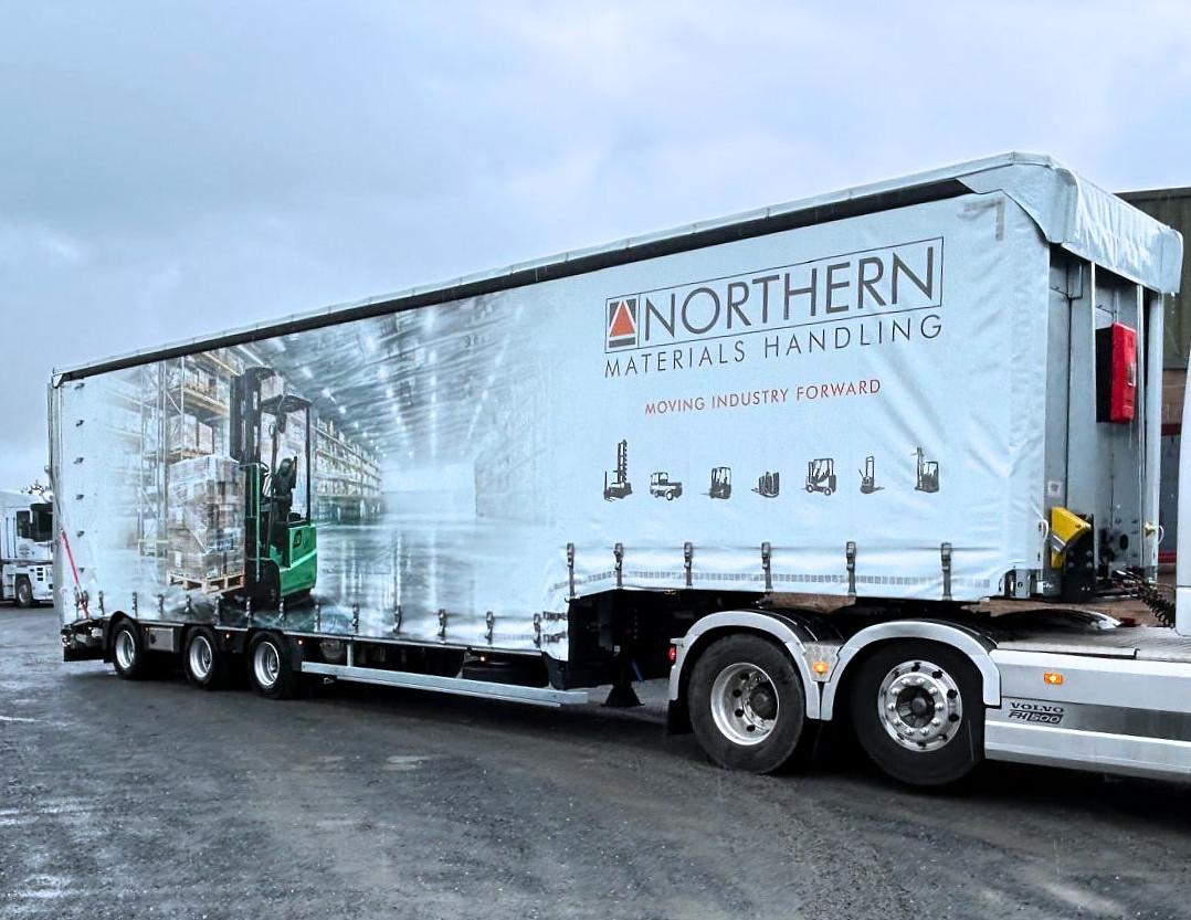 Northern Materials Handling on collection of a custom built forklift trailer 3 axle low loader, MAX Trailer