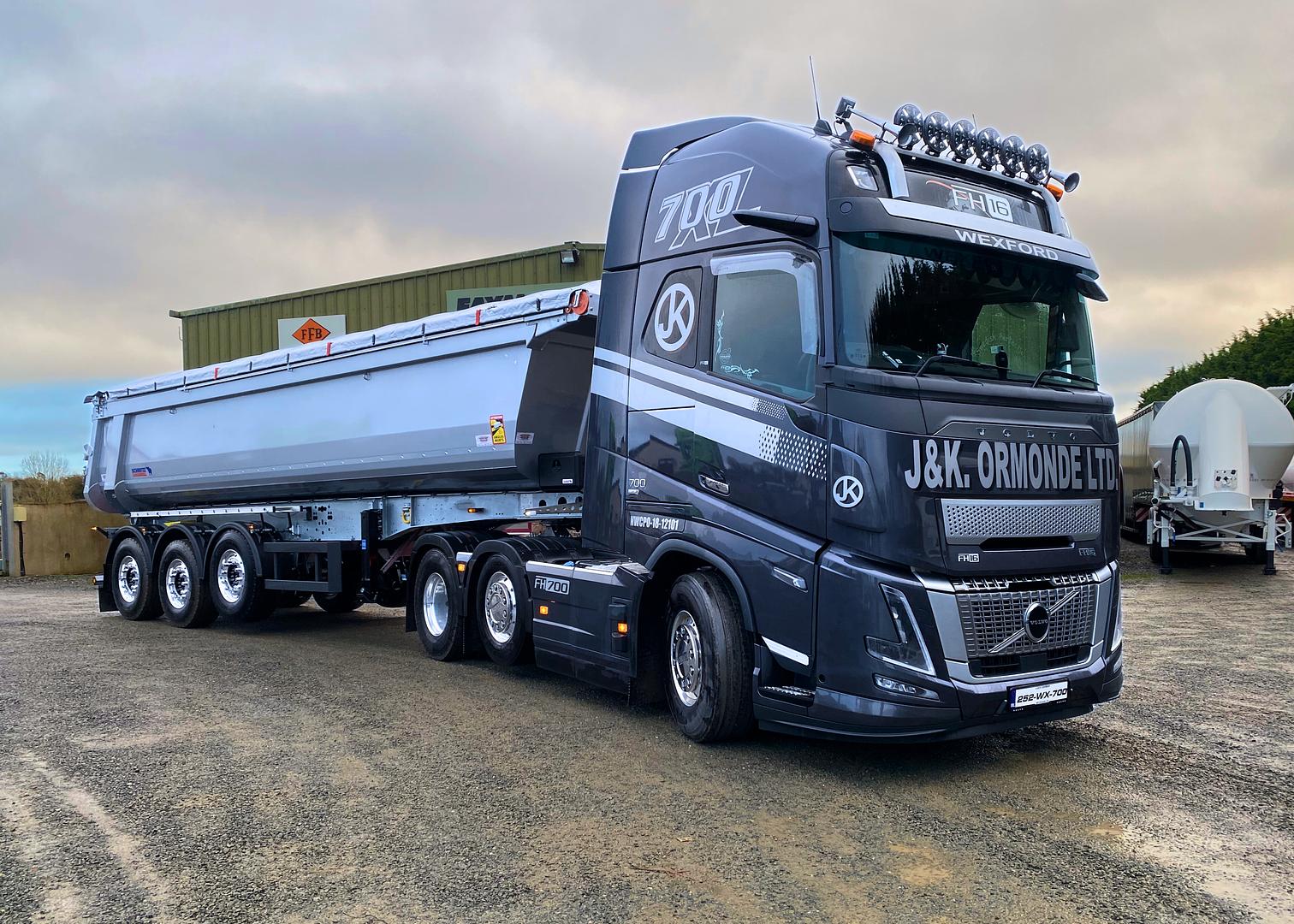 J&K Ormonde Haulage Ltd, on collection of new Schmitz 8.2m tipping trailer