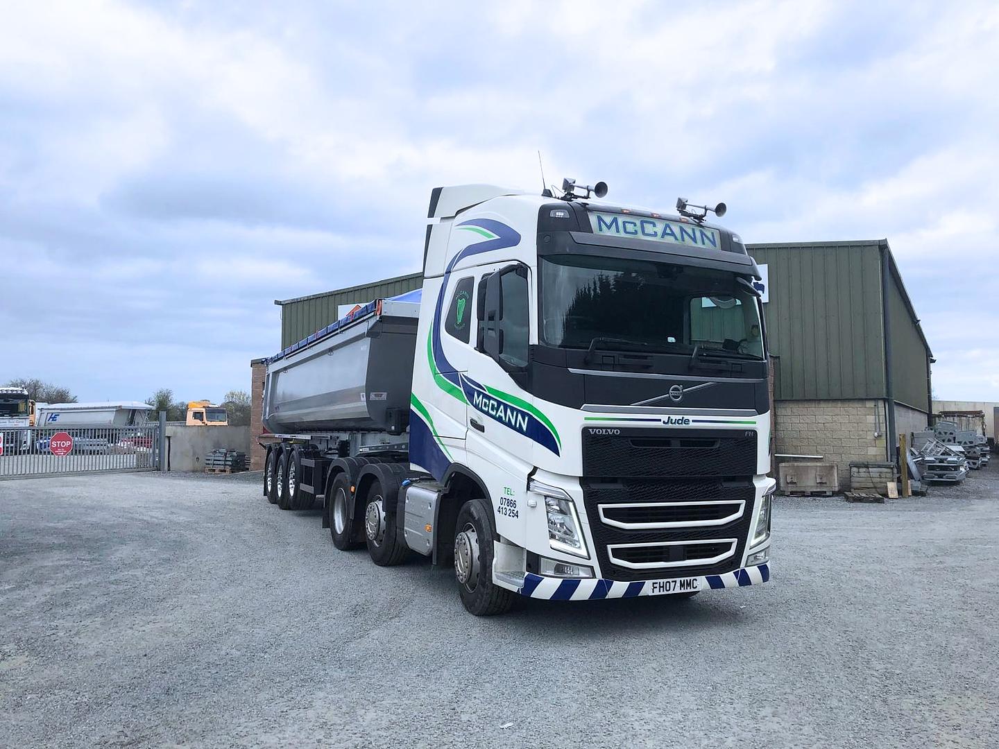 McCann Haulage on collection of new 3 axle Steel Tipping Trailer 
