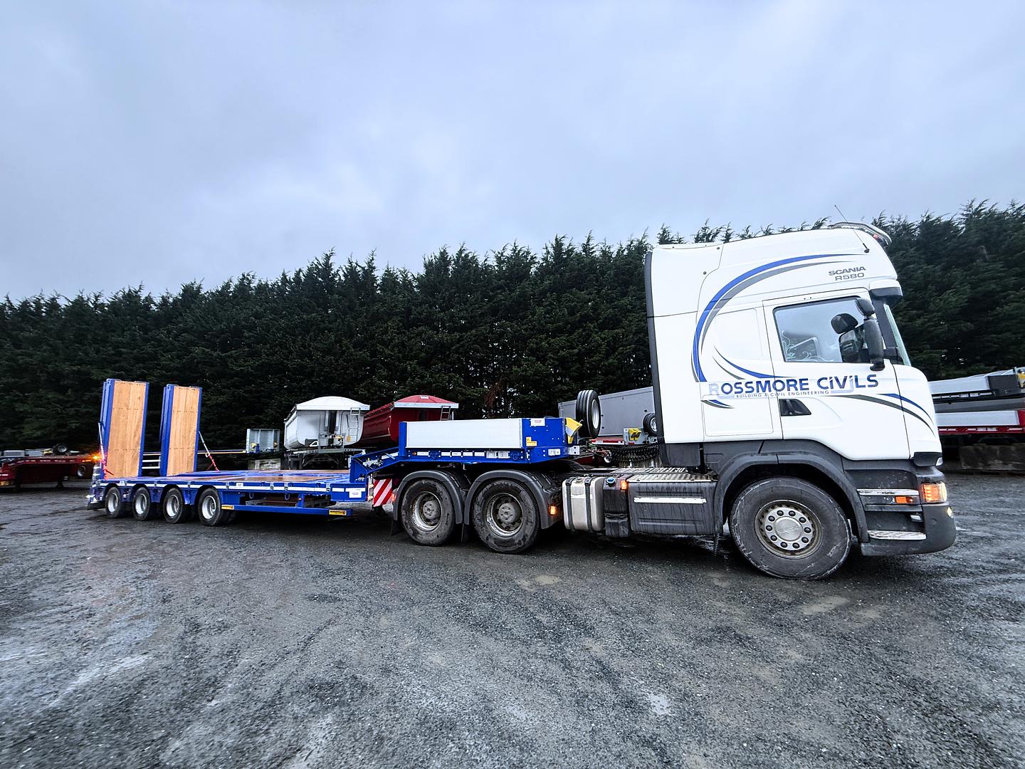 Rossmore Civils on collection of new Faymonville low loader