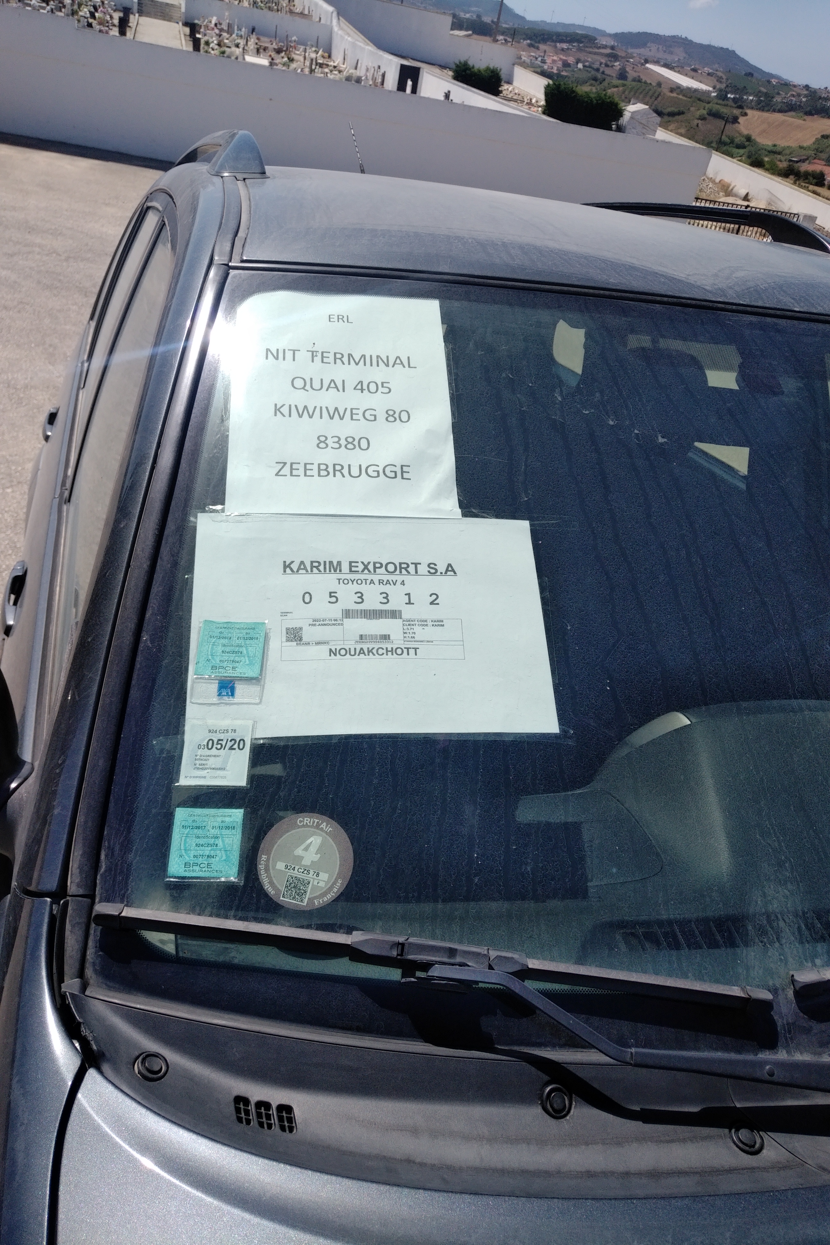 Transport of Toyota RAV4 4X4 SUV to Zeebrugge - Belgium. Shipping to Nouakchott - Mauritania.