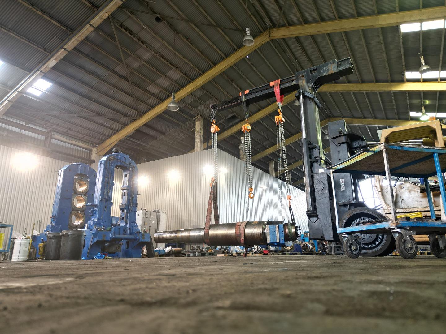 Overhaul underway - The Shaw 3 roll vertical stack calender.