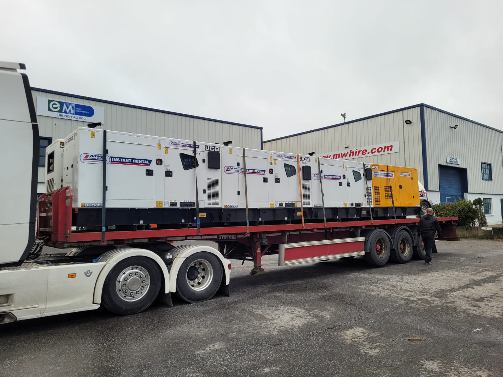 Full load of JCB 65kva Generators heading on hire to a Windfarm in Donegal 