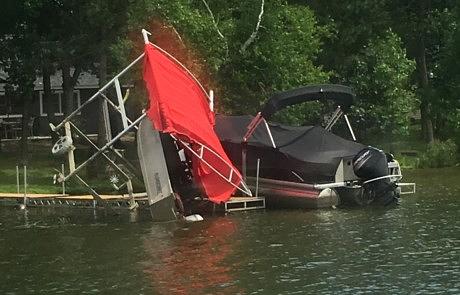 Storm damaged lift being recovered