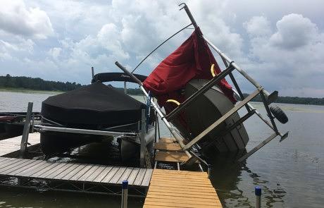 Crew recovering equipment from the water