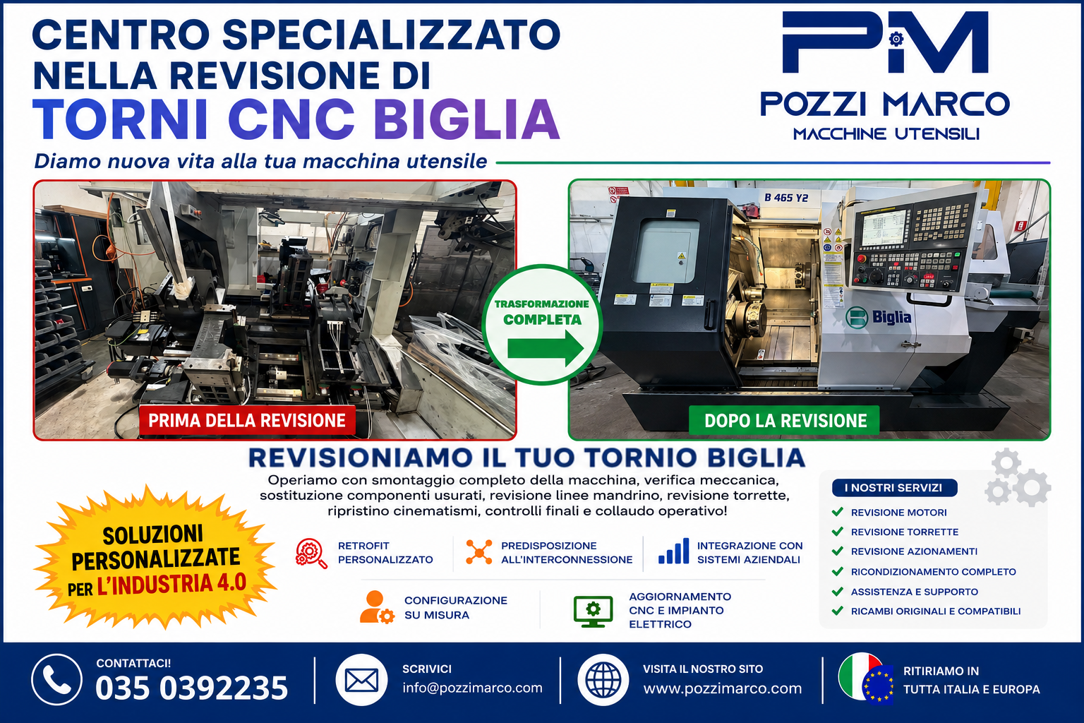 POZZI MARCO: CENTRO SPECIALIZZATO NELLA REVISIONE DI TORNI CNC BIGLIA