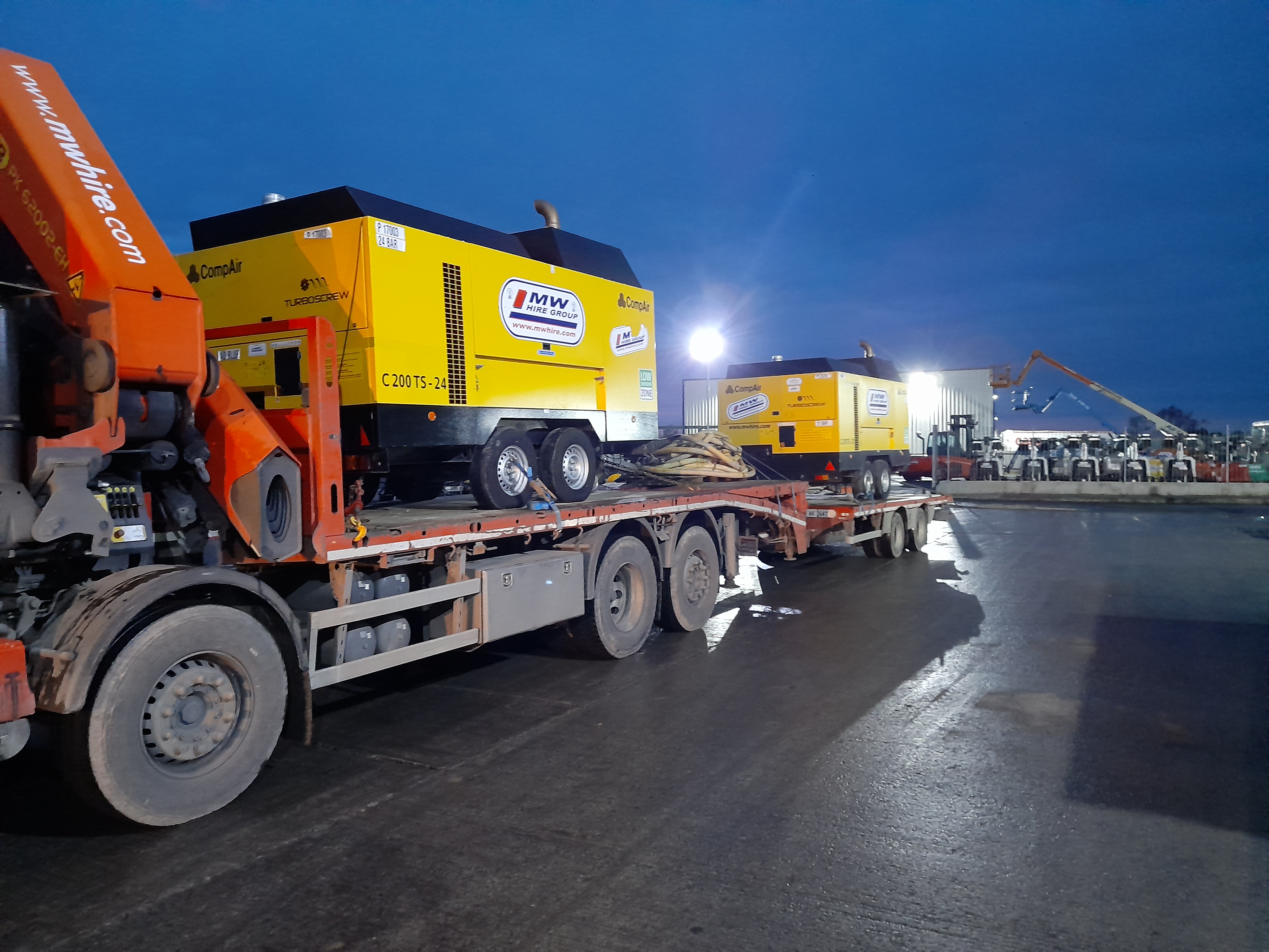 2x Compair 700cfm Compressors complete with 2" non return valves heading on a Rental project to Dublin 