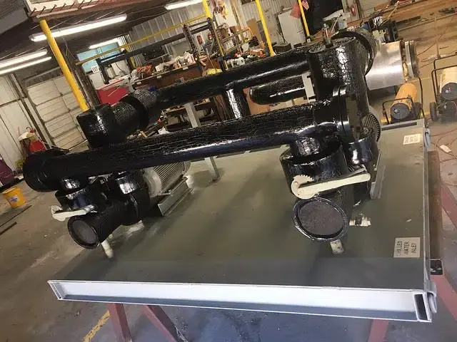 Custom pumping skid, side view with valves