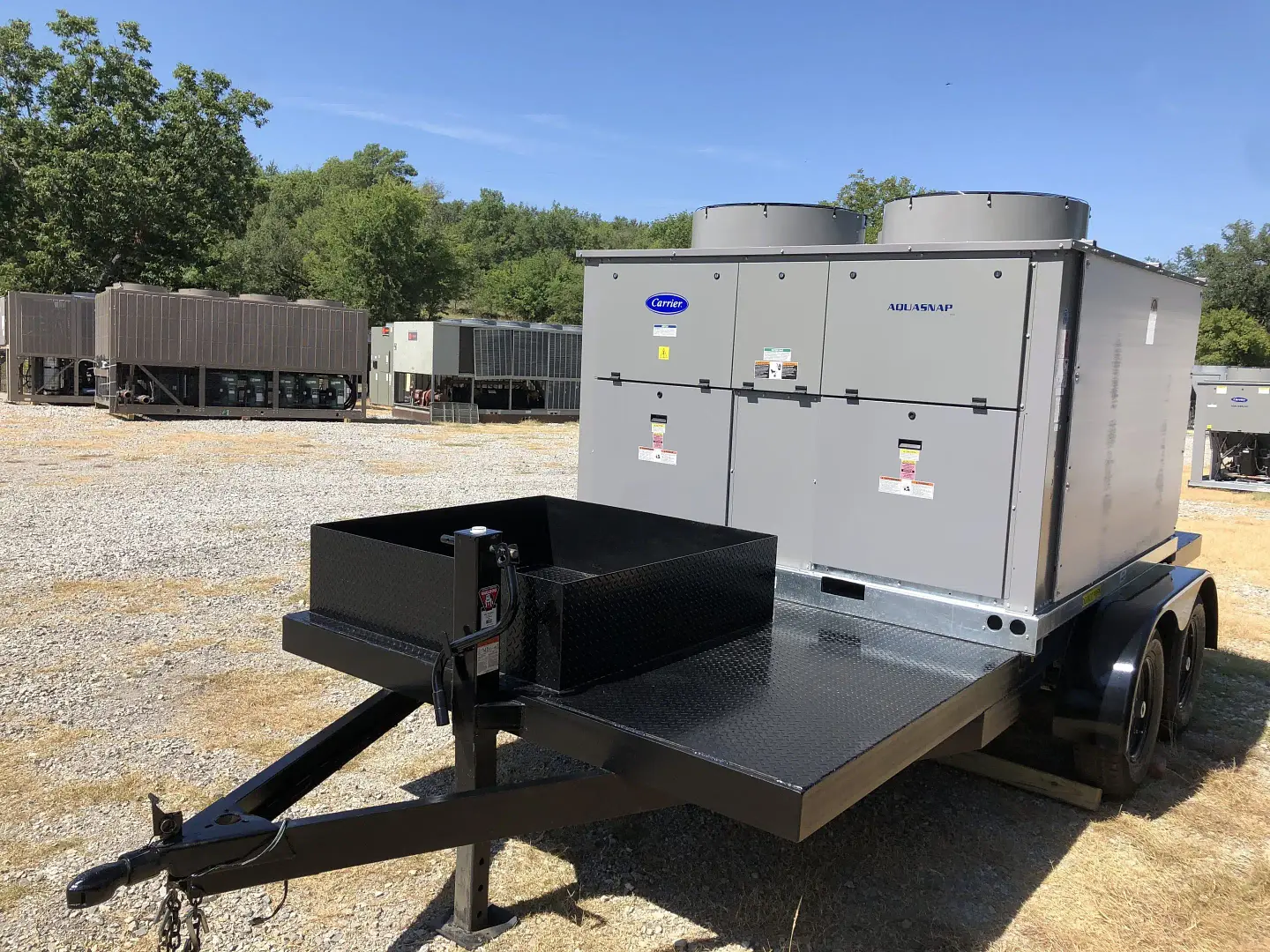 Portable chiller system, rear view on trailer