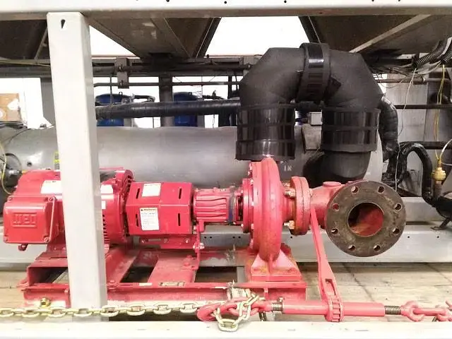 Integral pump addition, close up of pump and piping
