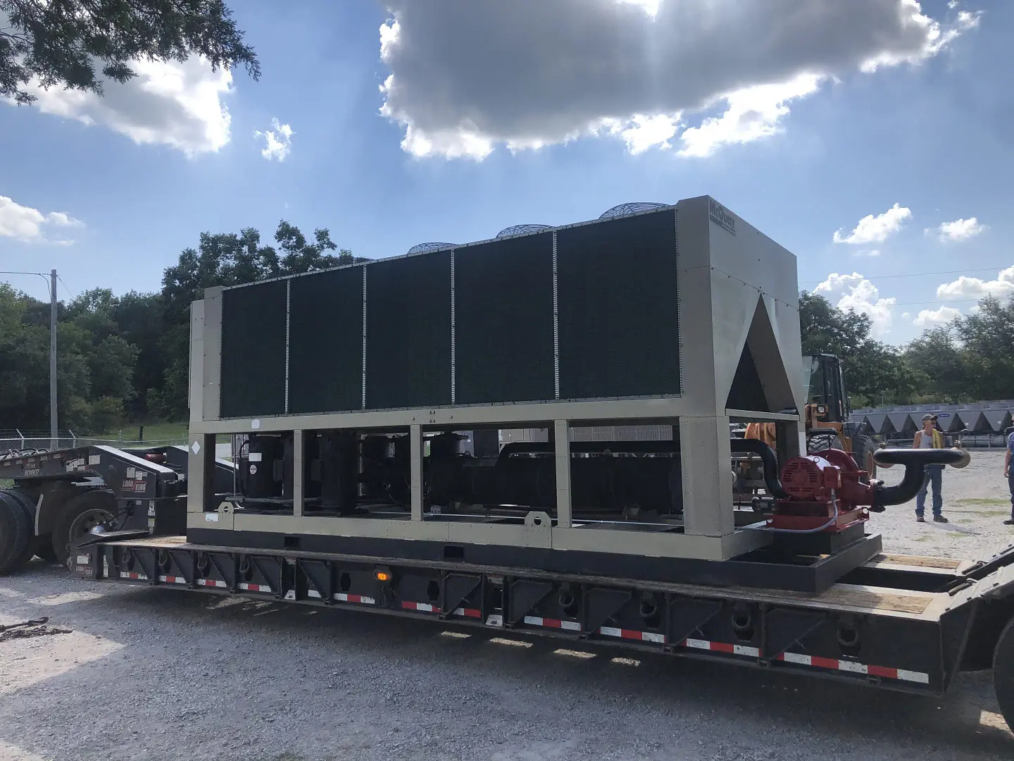 Concrete batch plant chiller, front view with camlock connections