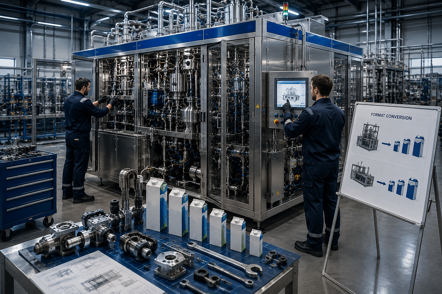 Format conversion of Tetra Pak filling machinery