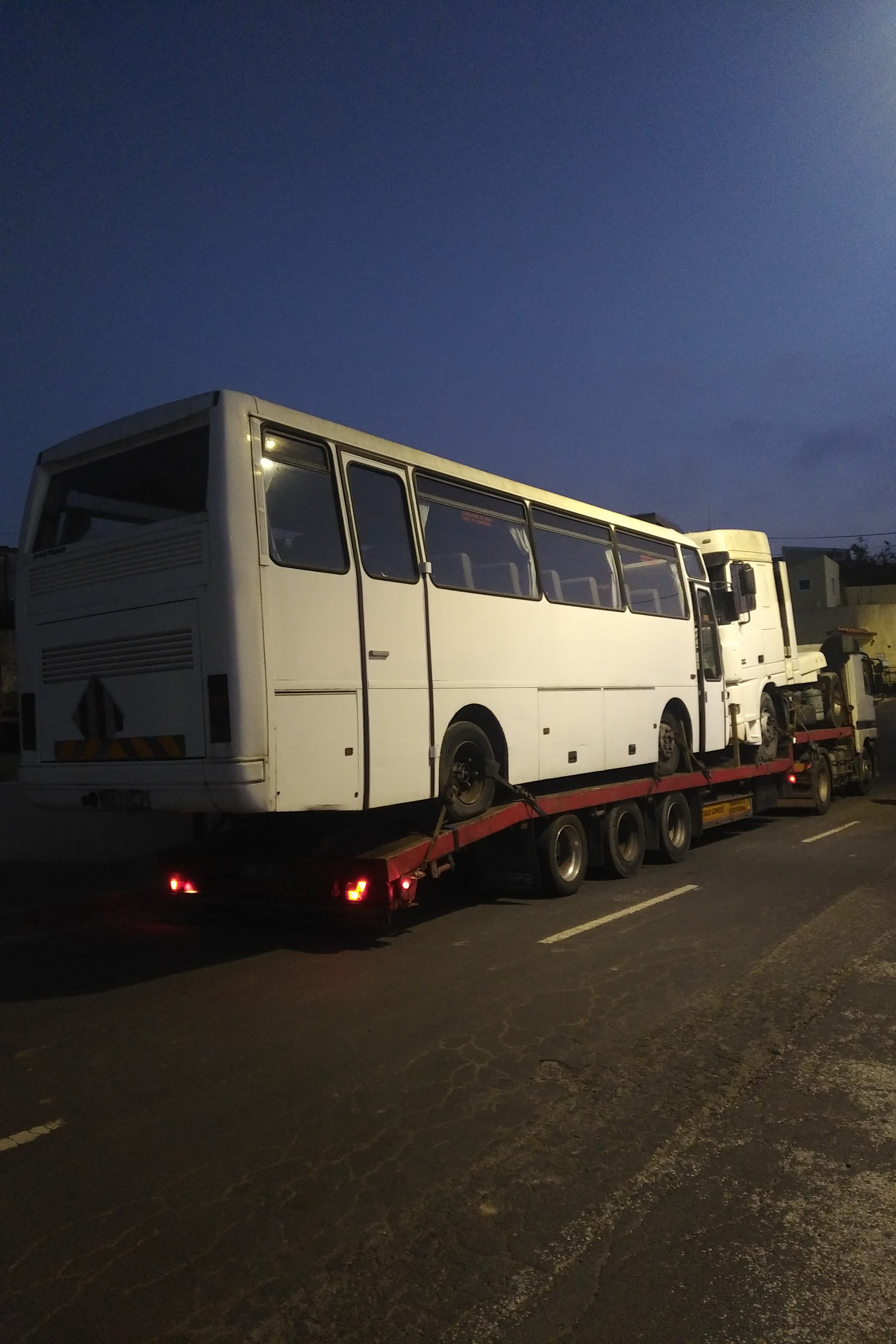 Just landed left hand drive DAF XF95 430 Euro 3 tractor unit & lhd MAN 10.150 bus.