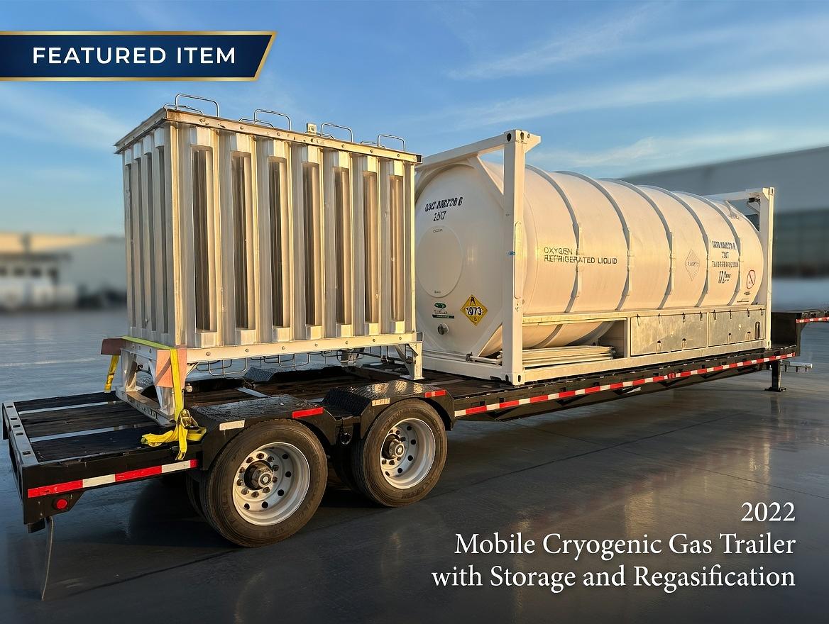 2022 Mobile Cryogenic Gas Trailer – 22,000L Storage with 36,000 SCFH Regas System