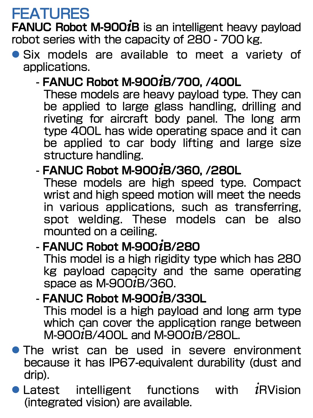Fanuc M-900iB/700 Data Sheet