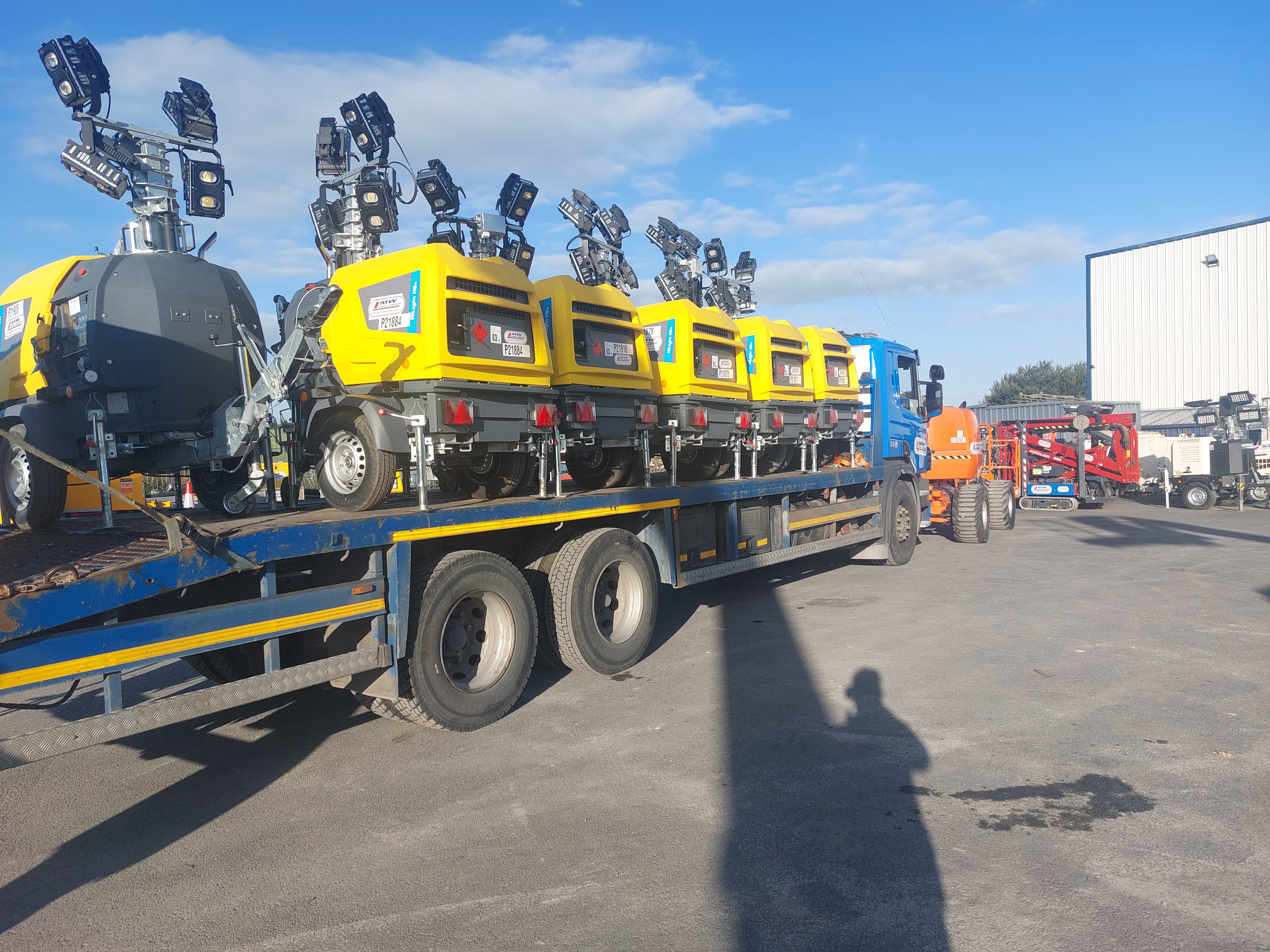Large Number of Atlas Copco HiLight 6+ Lighting Towers heading on hire to a Truck Show in Tipperary 