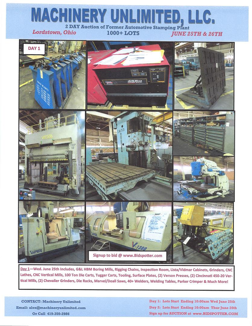 Auction of Former Automotive Plant Lordstown, OH - Machine Shop & Spare Parts Auction