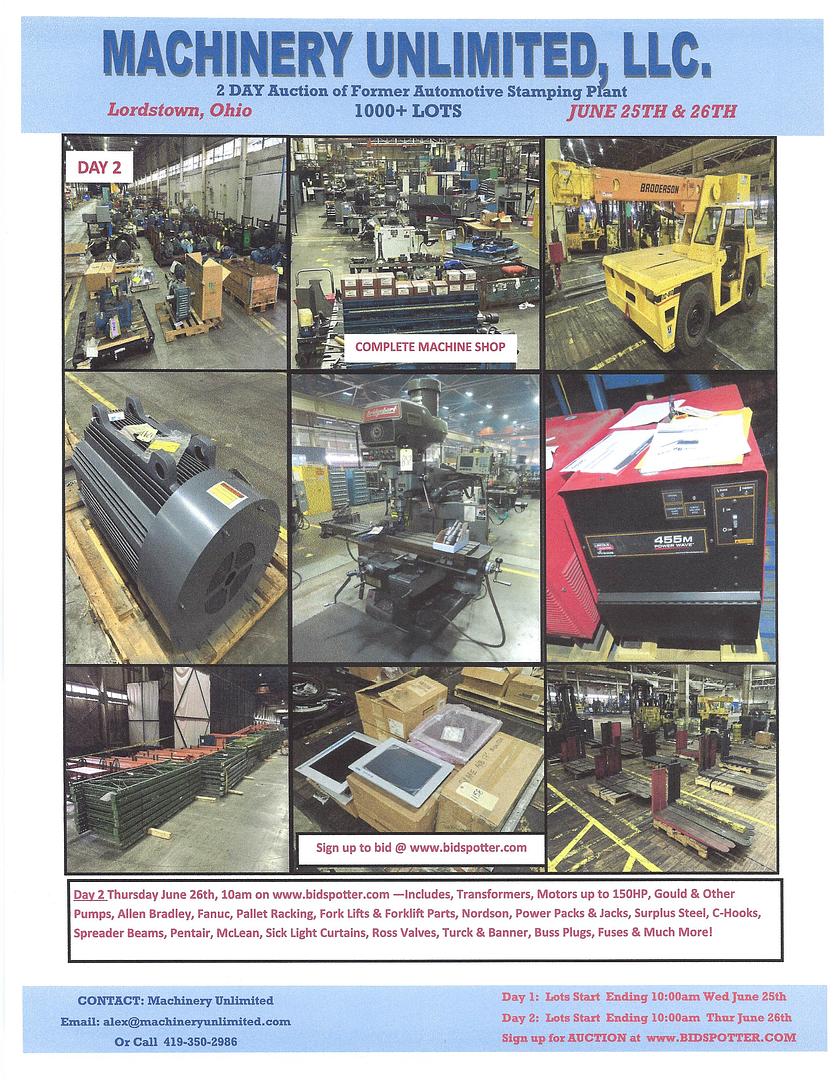 Auction of Former Automotive Plant Lordstown, OH - Machine Shop & Spare Parts Auction