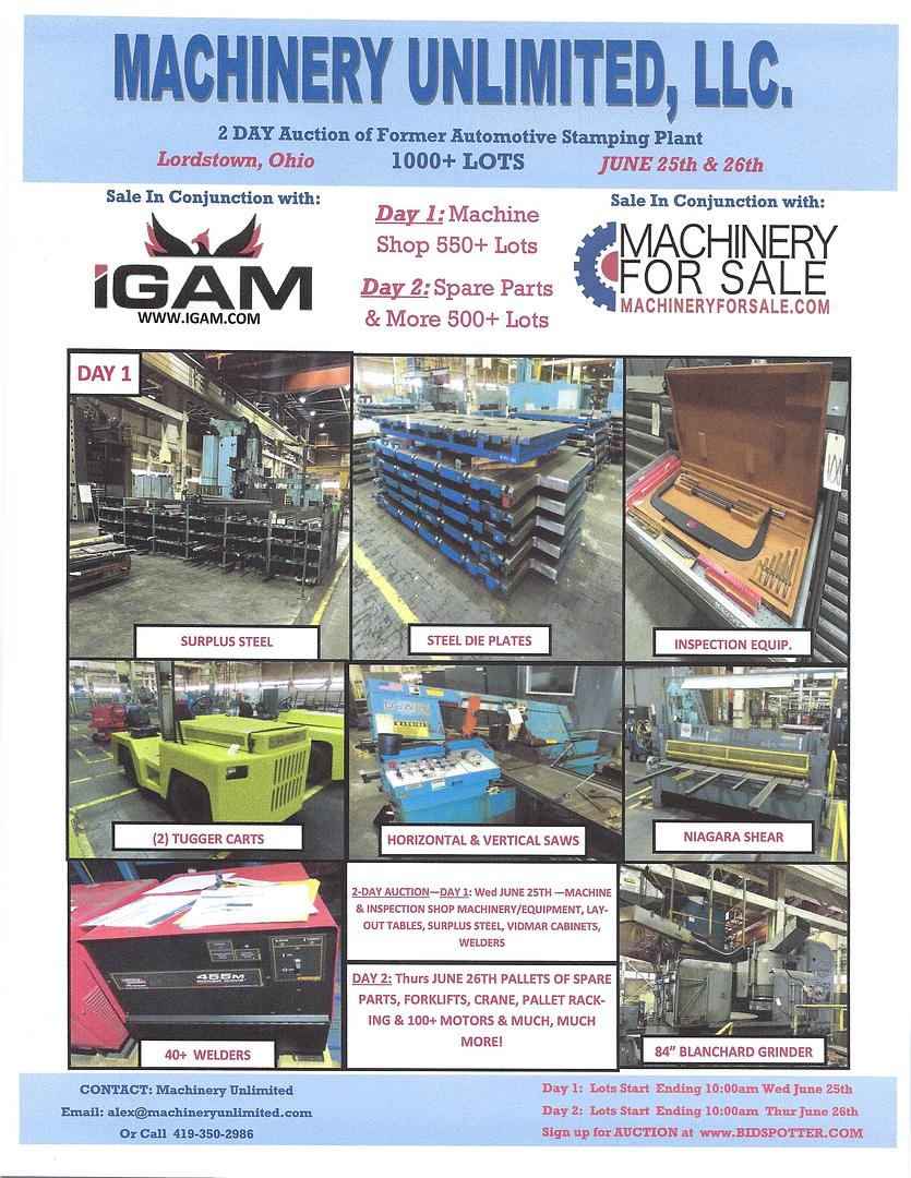 Auction of Former Automotive Plant Lordstown, OH - Machine Shop & Spare Parts Auction