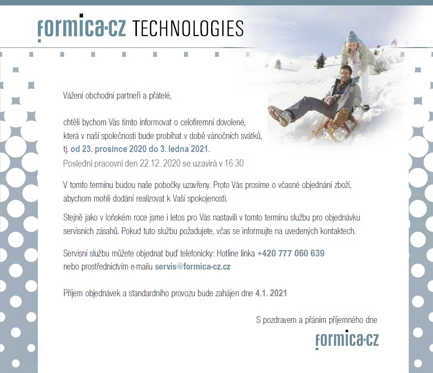 FORMICA CZ Vánoční dovolená