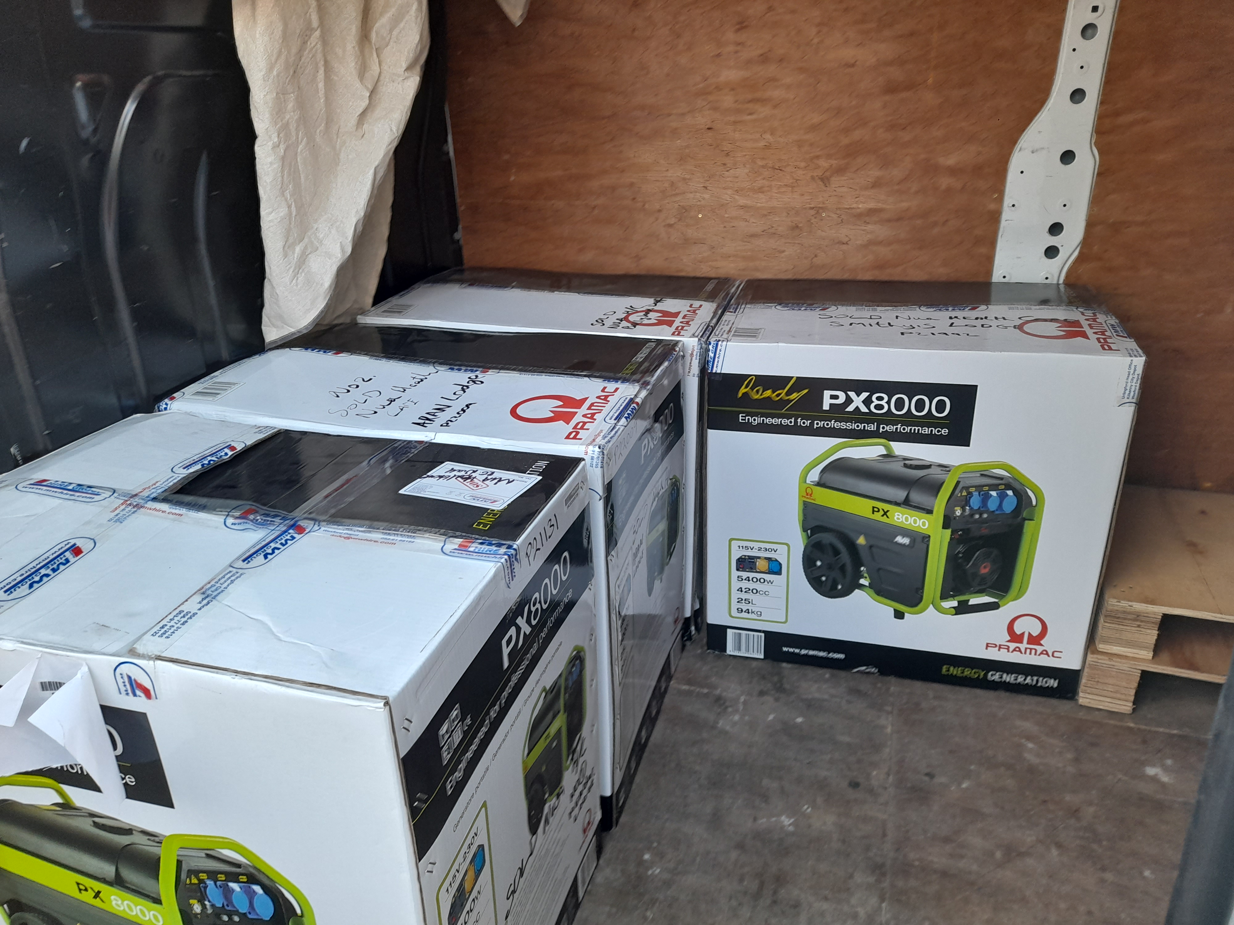 Customers Collecting some PX8000 Domestic Generators during the week.... 