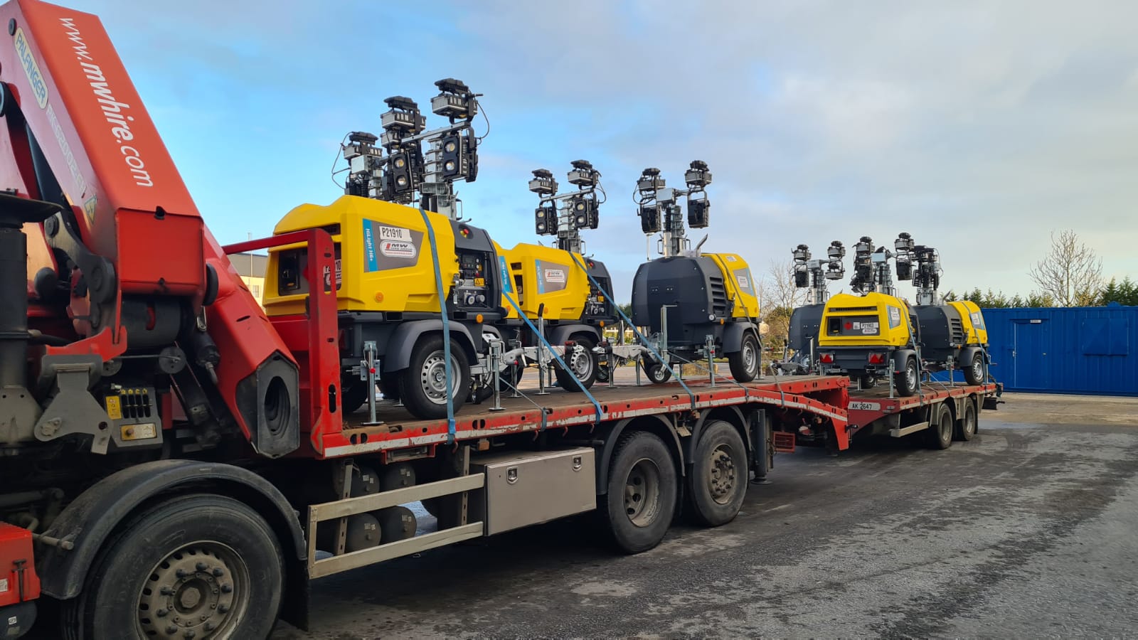 8x Atlas Copco HiLight 6+ Lighting Towers heading on a rental job to Co. Clare 