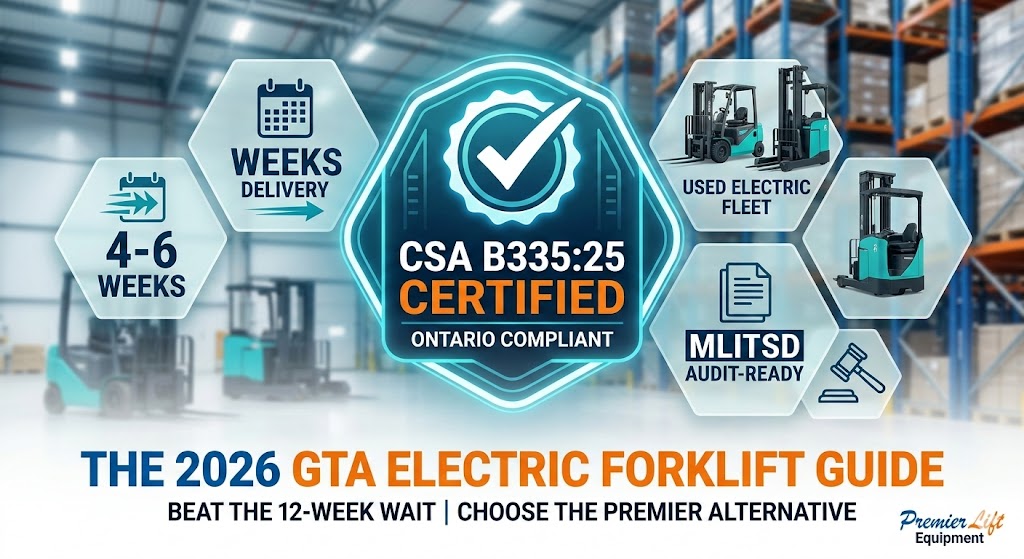 The 2026 GTA Electric Forklift Guide: Beat the 12-Week Wait with CSA B335:25 Certified Units