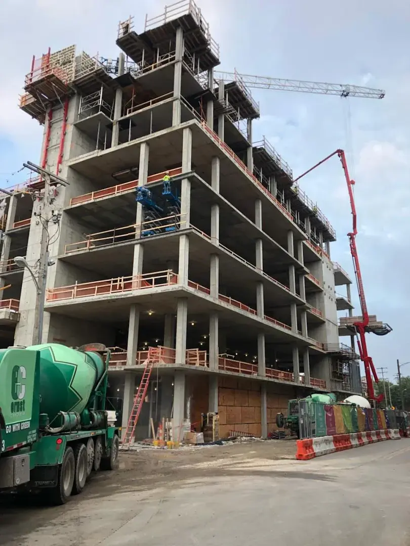 Ernst Concrete ready-mix truck on job site