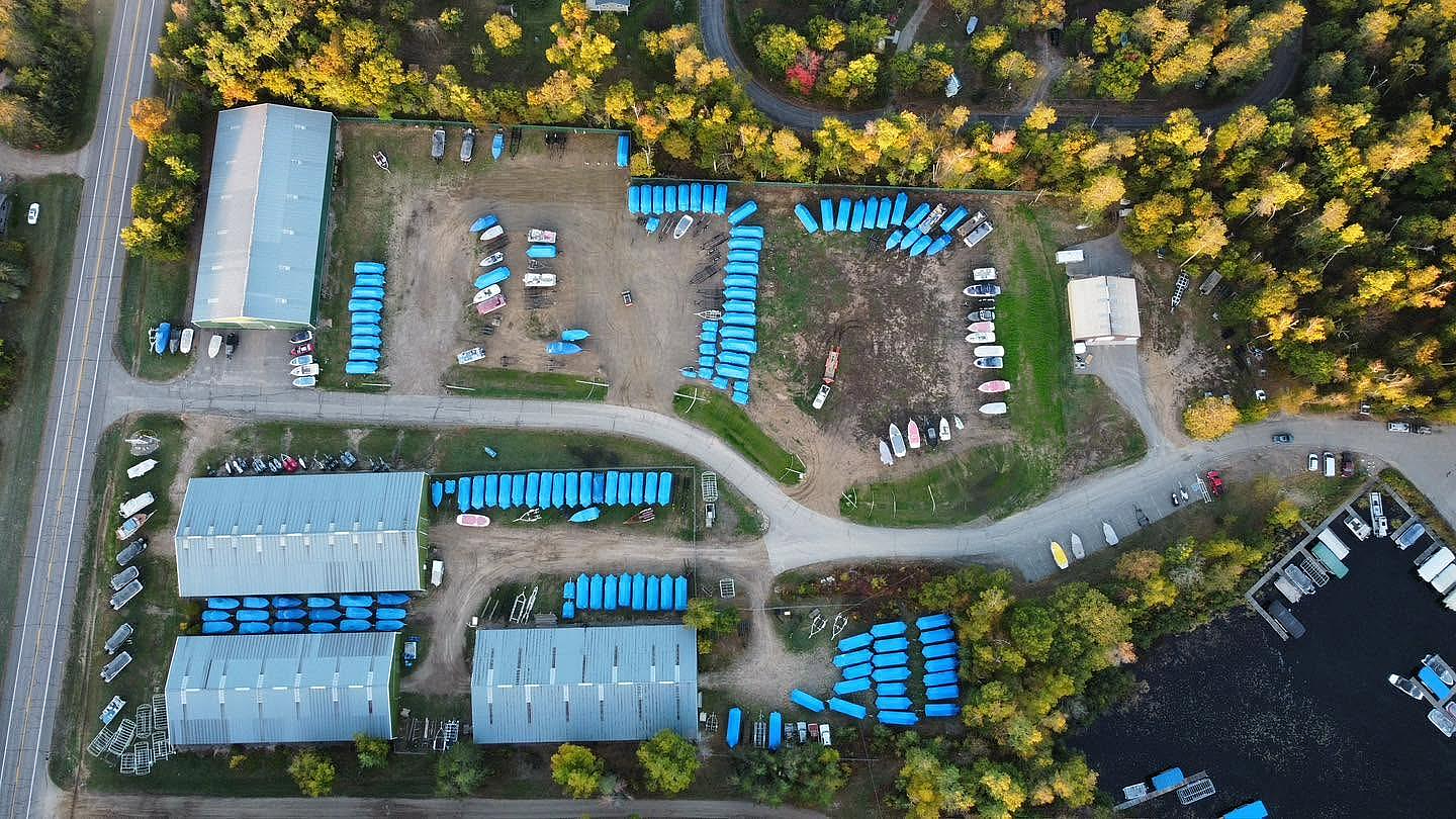 Bertha Boatworks marina and docks on the Whitefish Chain