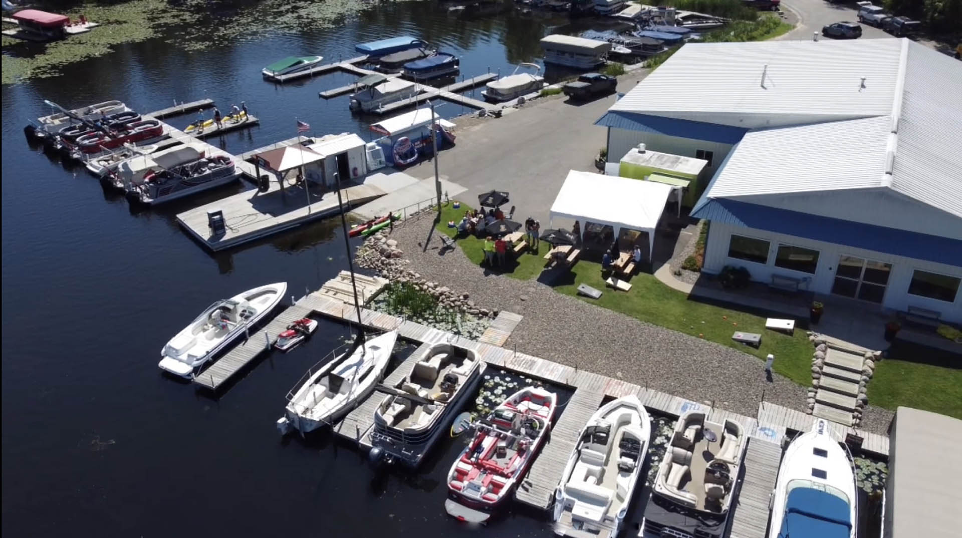 Bertha Boatworks marina on the Whitefish Chain