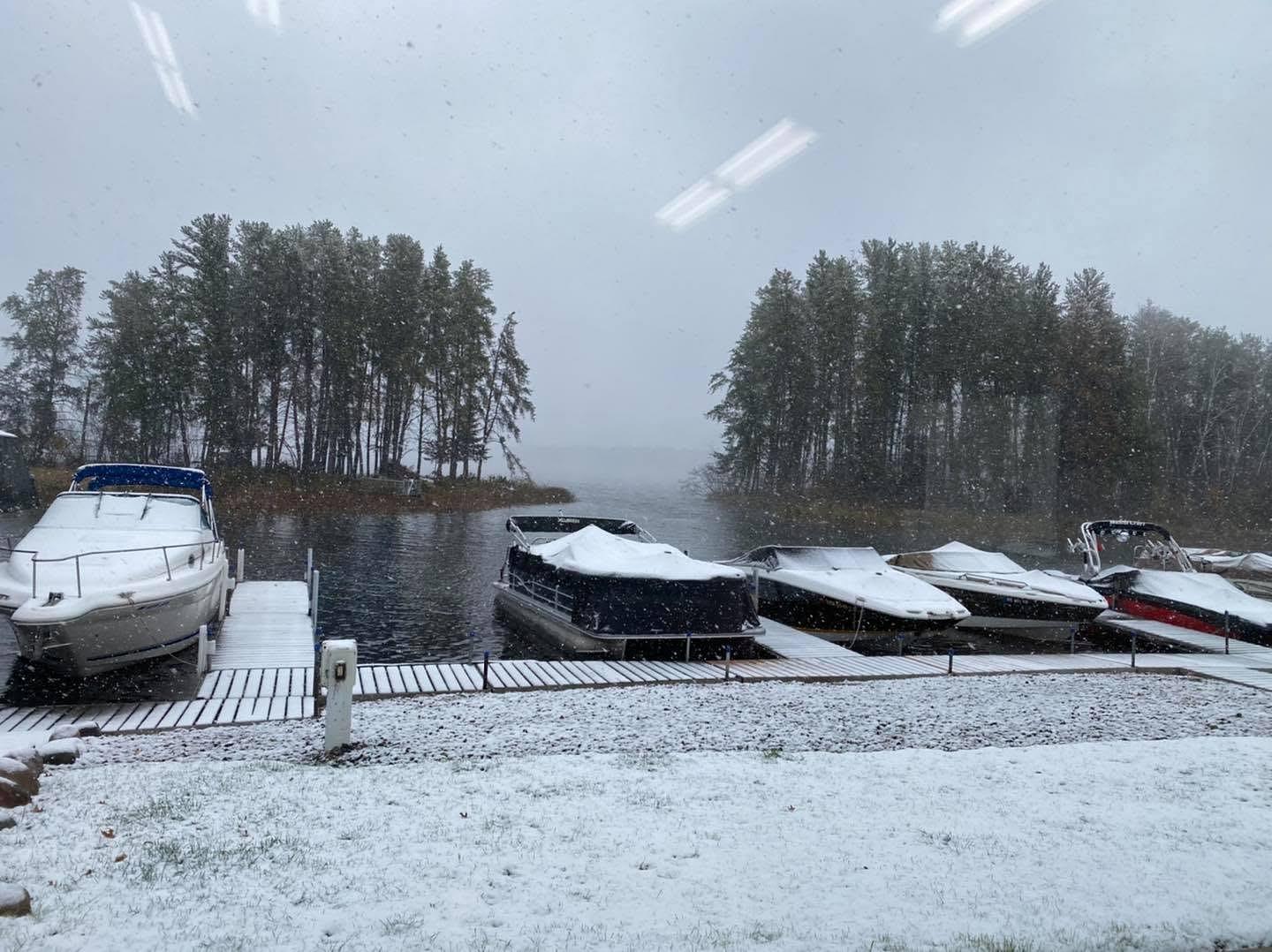 Boats in winter storage at Bertha Boatworks