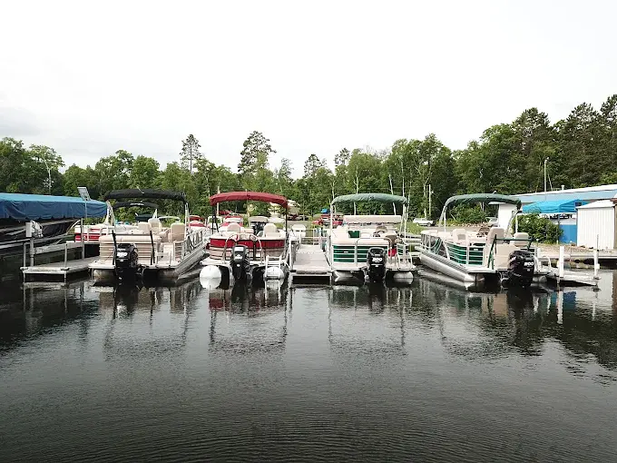 Pontoons on display at Bertha Boatworks