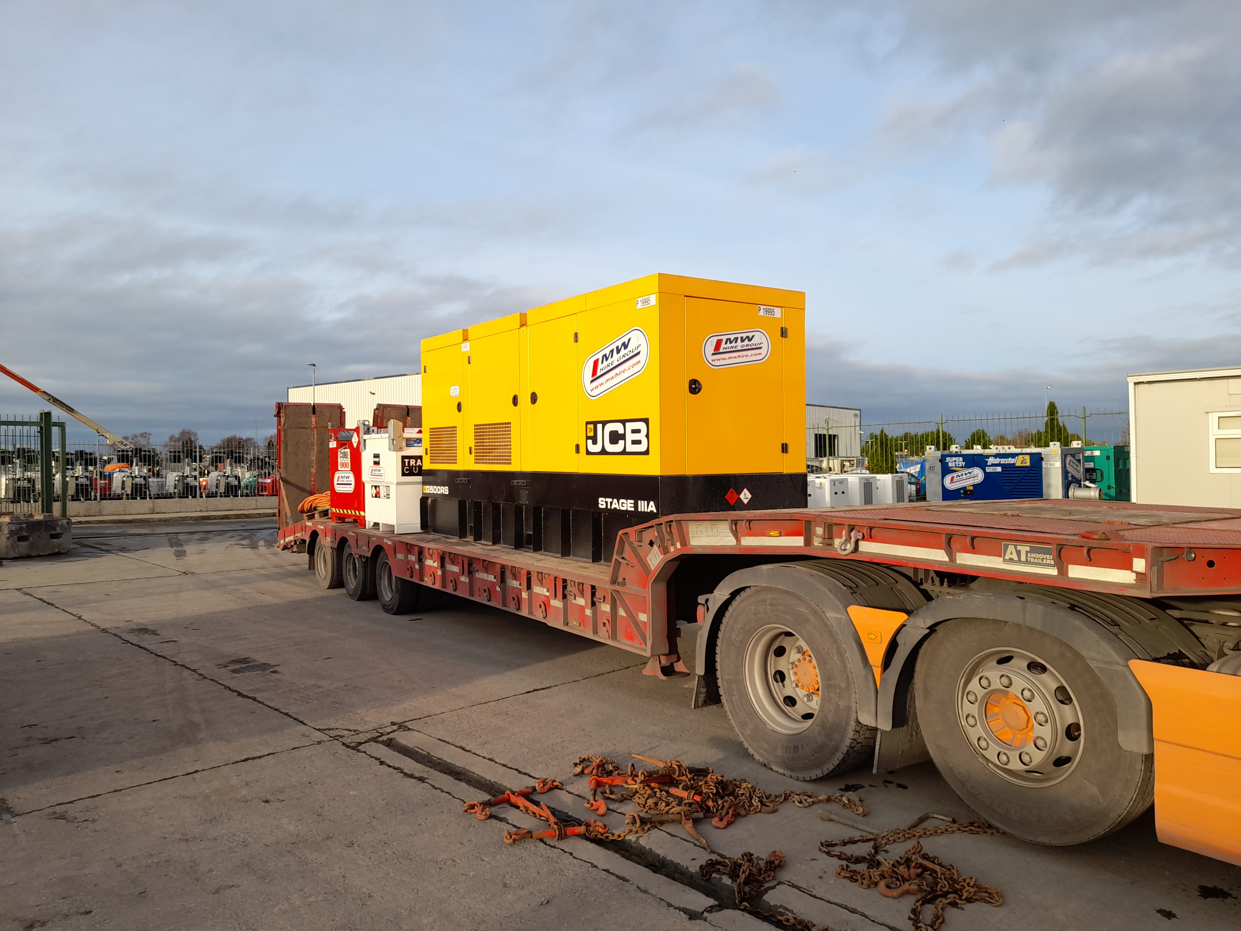 500kva and 45 kva JCB Generators complete with 2,000L and 1,000L Feed Tanks being collected for a rental project in Mayo 