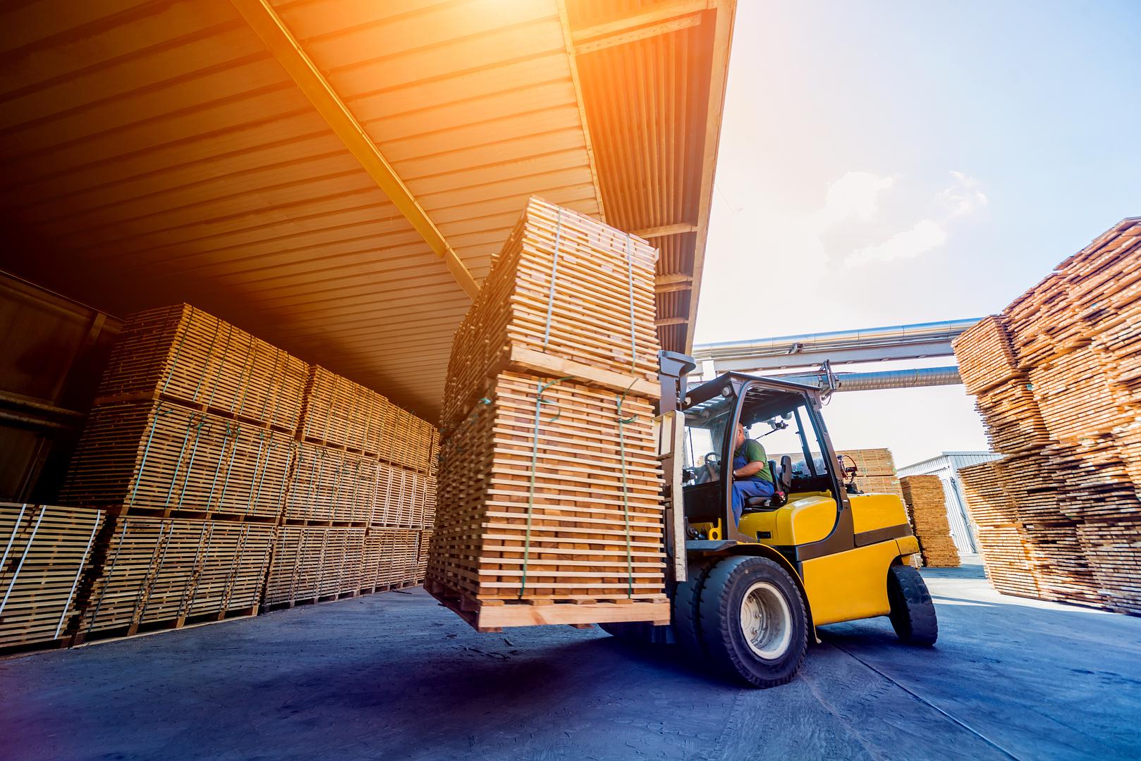 Rented forklift moving material at a Hialeah facility