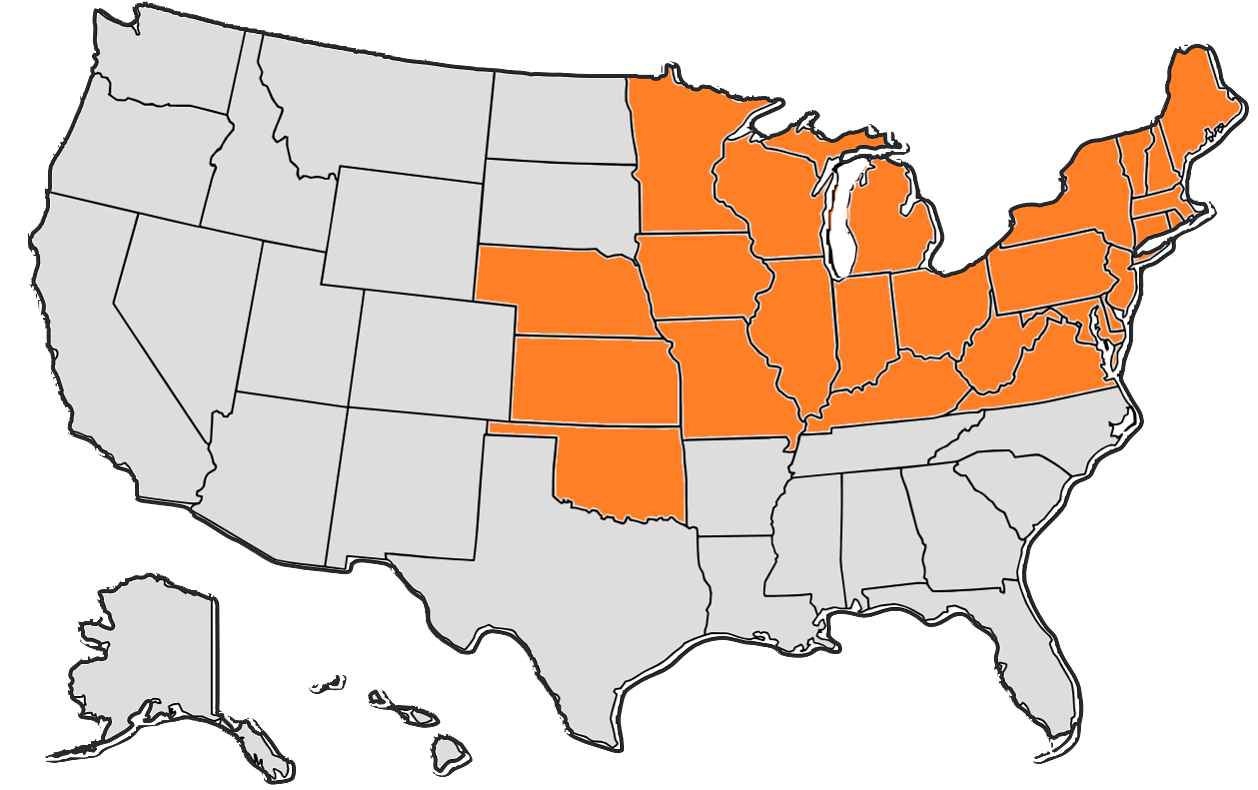 CTM Services authorized dealer territory — Northeast and North Central United States