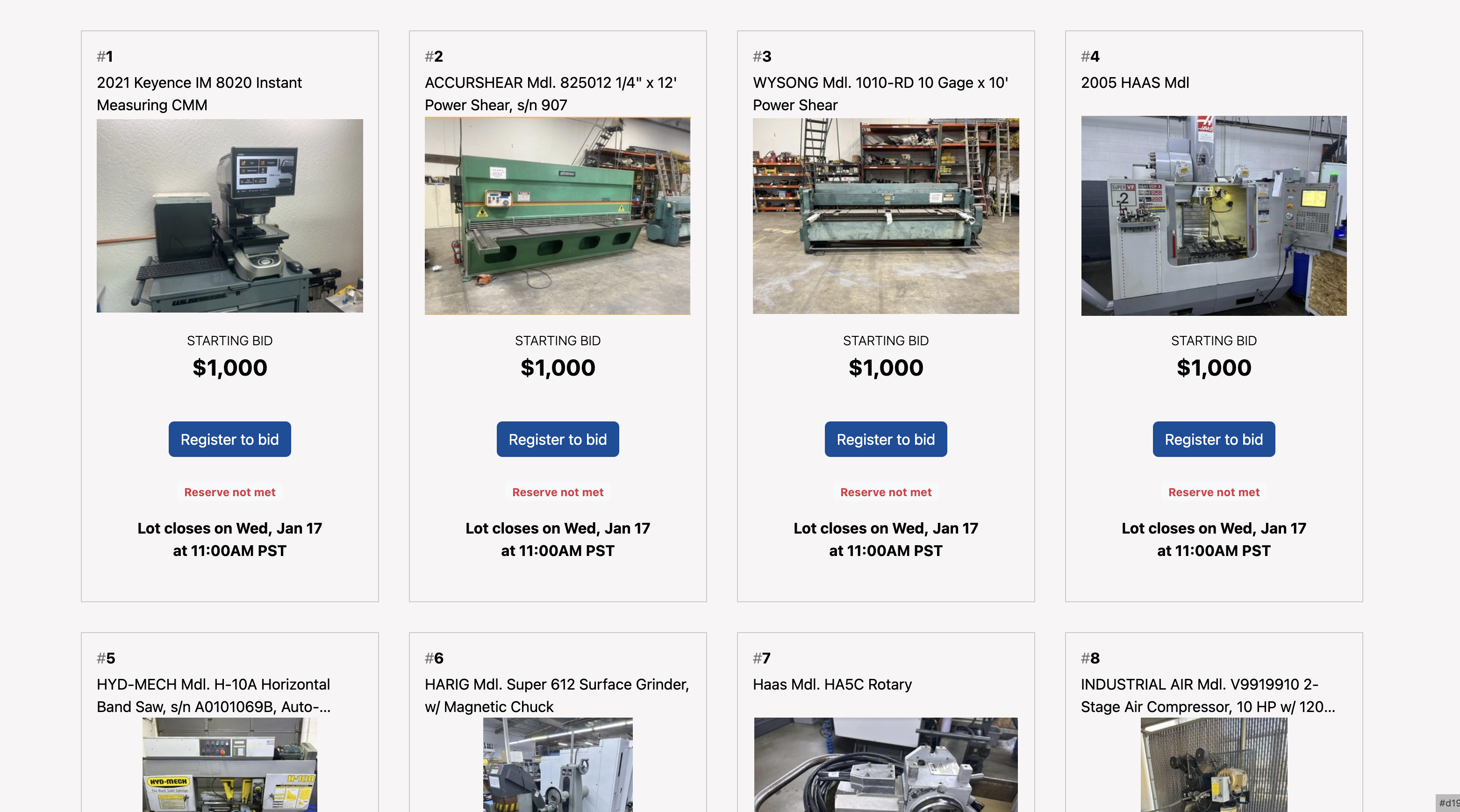 Online January Multi-Shop Machine Auction - LIVE NOW 