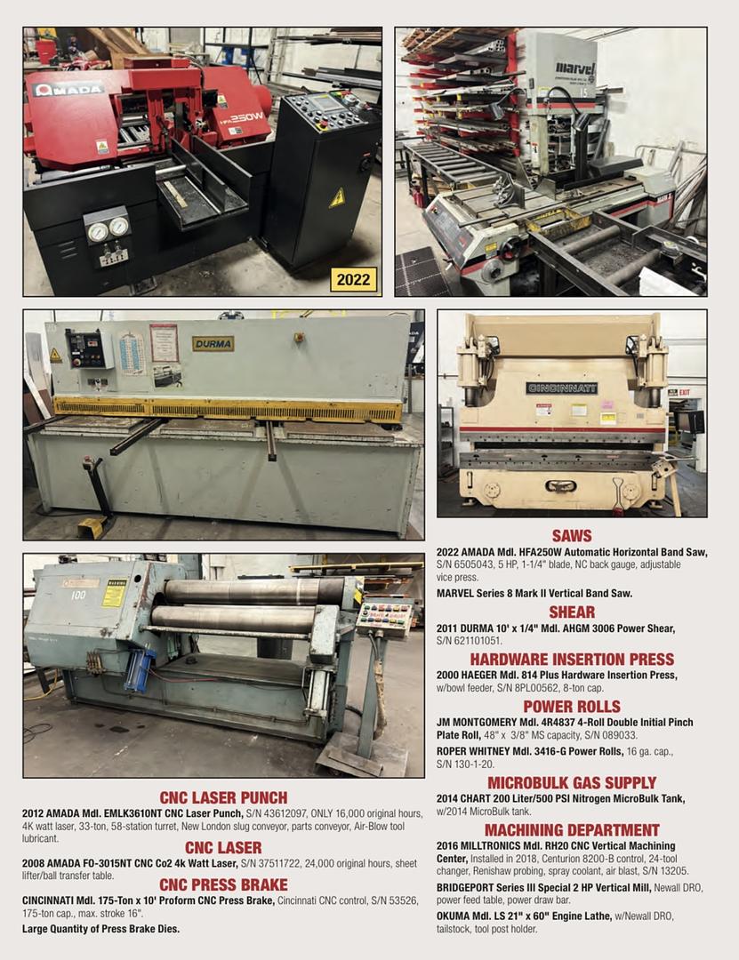 LATE MODEL AMADA EMLK NT FABRICATION & MACHINING FACILITY