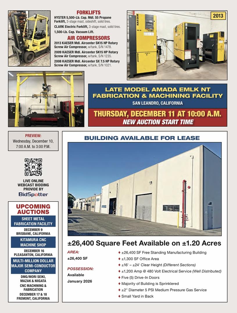 LATE MODEL AMADA EMLK NT FABRICATION & MACHINING FACILITY